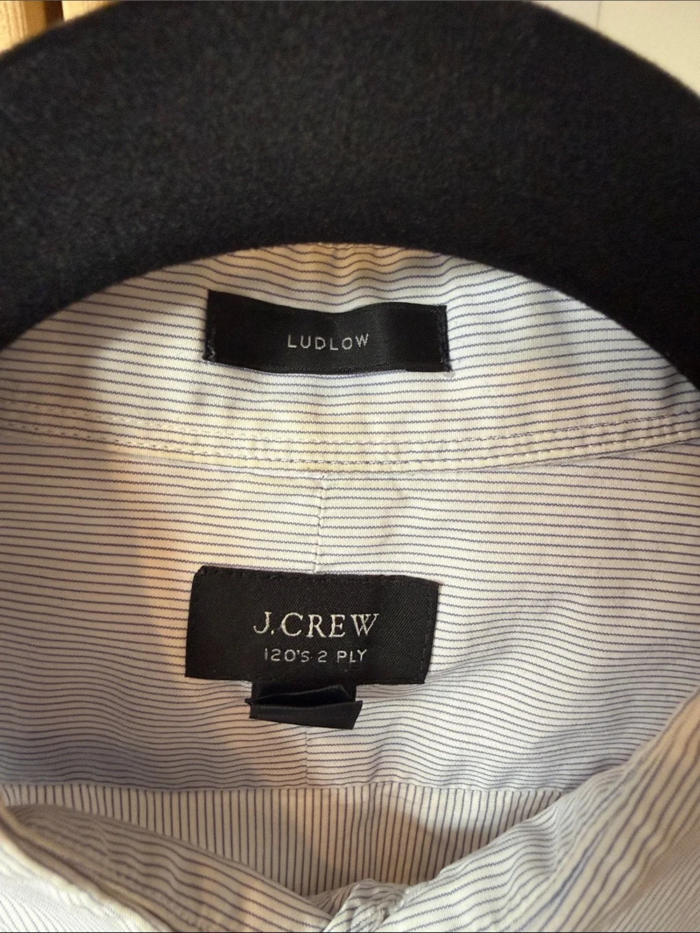 J. Crew Men's Ludlow White with Blue Stripes Button-Down Shirt